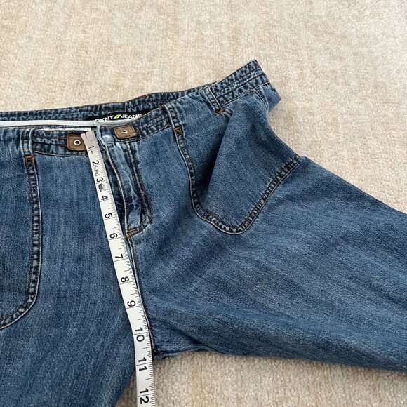 Vintage DKNY Jeans Blue Chambray Wide Leg Crop Pants Jeans 12 - Picture 7 of 12